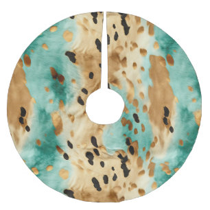Goldtürkisfarbene Schwarze Farbe Polyester Weihnachtsbaumdecke
