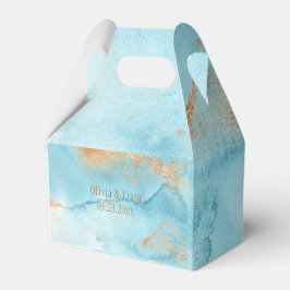 Goldtürkisfarbener Abstrakter Name Moderne Hochzei Geschenkschachtel