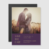 Goldtyp Deko Dunkles Lila Hochzeitsdatum Foto Gere Magneteinladung (Vorne/Hinten)