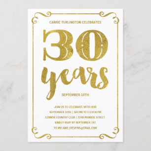 Goldtypografie 30. Geburtstagsfeier Party Einladung