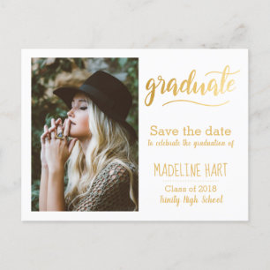 Goldtypografie-Abschluss Save the Date Foto Postkarte
