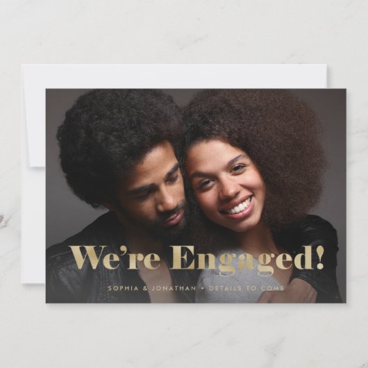 GoldTypografie - Ankündigung von zwei Fotos Verlob (Vorderseite)