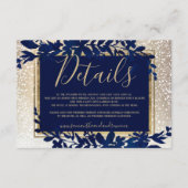 Goldtypografie Blattblauer Schnee Winterdetails Begleitkarte (Vorderseite)