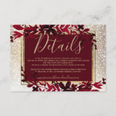 Goldtypografie Blattrot Winterdetails Begleitkarte (Vorderseite)