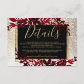 Goldtypografie Blattrot Winterdetails Begleitkarte (Vorderseite)