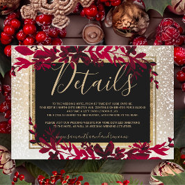 Goldtypografie Blattrot Winterdetails Begleitkarte