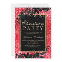 Goldtypografie Blattschnee elegant Rot Weihnachten