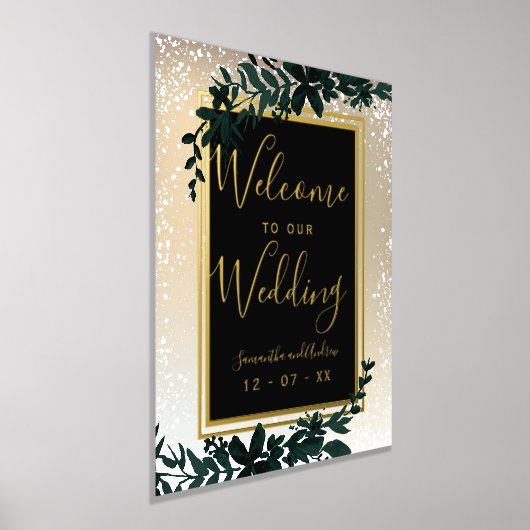 Goldtypografie Blattschnee eleganter Winterempfang Foliendrucke (Ablage )