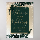 Goldtypografie Blattschnee eleganter Winterempfang Poster (Vorne)