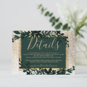 Goldtypografie Blattschneeelegante Winterdetails Begleitkarte (Stehend Vorderseite)