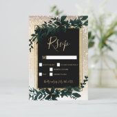 Goldtypografie-Blattschneeelegante Winterschneezei RSVP Karte (Stehend Vorderseite)