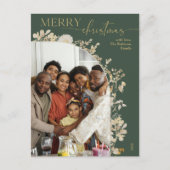 Goldtypografie Blumengrün Foto Weihnachten (Vorderseite)