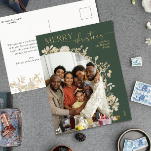 Goldtypografie Blumengrün Foto Weihnachten