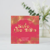 Goldtypografie Elegantes Rosa Magenta-Foto Save The Date (Stehend Vorderseite)