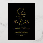 Goldtypografie-Hochzeit Sichern des Datums Folieneinladung (Vorderseite)