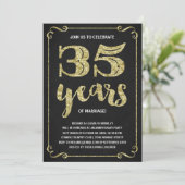 Goldtypografie | Imitate - 35-jährige Geschichte Einladung (Stehend Vorderseite)