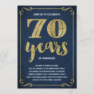 Goldtypografie Imitate Foil 70 Jahre Jubiläum Einladung