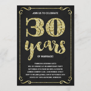 Goldtypografie Imitate zum 30. Jubiläum Einladung