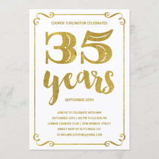 Goldtypografie | Imitats Foil 35. Geburtstagsparty Einladung