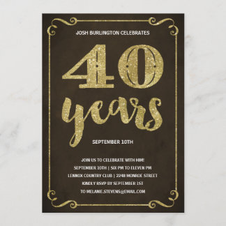 Goldtypografie | Imitats Foil 40. Geburtstag Party Einladung