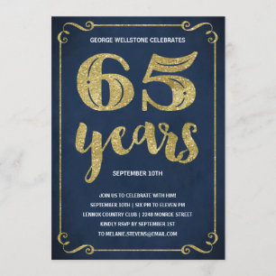Goldtypografie Imitats Foil 65. Geburtstagspartei Einladung