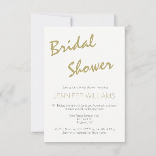 Goldtypografie - Moderne Brautdusche Einladung (Vorderseite)