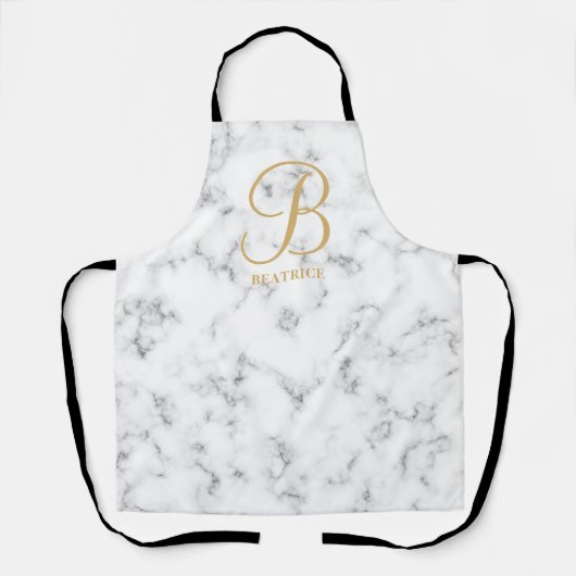 Goldtypografie-Name Monogramm aus modernem weißem  Schürze (Vorderseite)