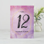 Goldtypografie, pinkfarbene Tischnummer (Stehend Vorderseite)