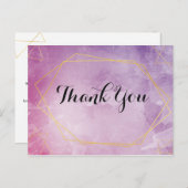 Goldtypografie rosa Aquarell Danke Postkarte (Vorne/Hinten)