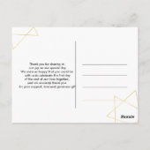 Goldtypografie rosa Aquarell Danke Postkarte (Rückseite)