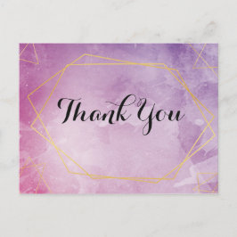 Goldtypografie rosa Aquarell Danke Postkarte