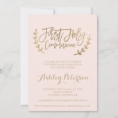 Goldtypografie rot Rosa Erste Heilige Kommune Einladung (Vorderseite)