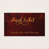 Goldtypografie über Red Bokeh Drinks Tickets (Rückseite)