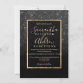 Goldtypografie-Winterhochzeit aus schwarzem Glitze Einladung (Vorderseite)
