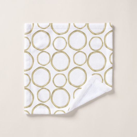 Goldumlaufbahnen in der weißen Moderne Badhandtuch Set (Waschlappen)