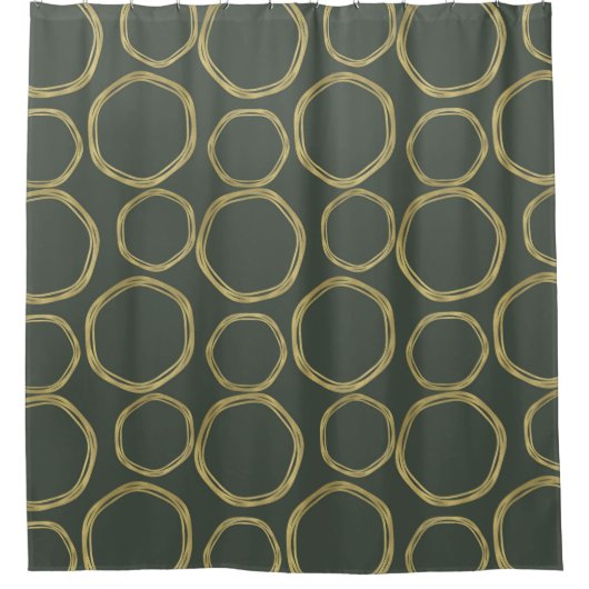 Goldumlaufbahnen & Rustikales Olivenöl Grün Modern Duschvorhang (Vorderseite)