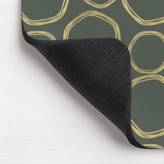 Goldumlaufbahnen & Rustikales Olivenöl Grün Modern Mousepad (Ecke)