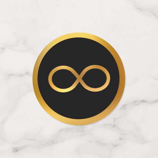 Goldunendlichkeit auf Schwarz-weiß Konfetti (Klein Vorderseite)