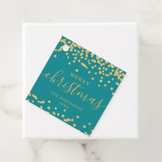 Goldurlaub Weihnachten Glitzer Confetti Aquamarin Geschenkanhänger (Beispiel)