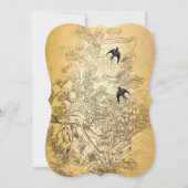 Goldurn Vintage Vögel Hochzeitseinladung Einladung (Vorderseite)