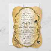 Goldurn Vintage Vögel Hochzeitseinladung Einladung (Rückseite)