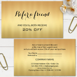 Goldverweisung an eine Freundschaftskarte Empfehlungskarte