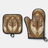 Goldverziert Ofenhandschuh & Topflappen-Set (Vorderseite)
