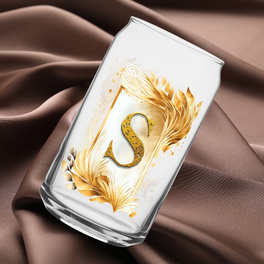 Goldverzierte Monogramm S Dosenglas