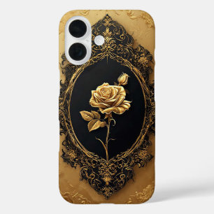 Goldverzierte Rosendekoration iPhone 16 Hülle
