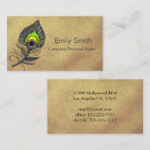 GoldVintager Pfau versieht elegantes mit Federn Visitenkarte (Vorne/Hinten)