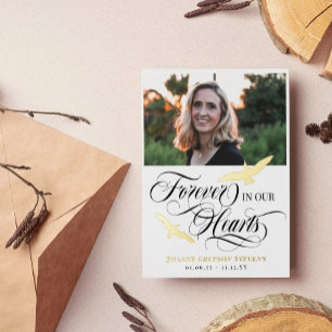 Goldvögel und Kalligraphie für immer in unseren He Folie Einladungspostkarte