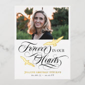 Goldvögel und Kalligraphie für immer in unseren He Folie Einladungspostkarte (Vorderseite)