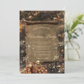 Goldvorführungen,Schneeflocken Vintage Firma Einladung (Stehend Vorderseite)