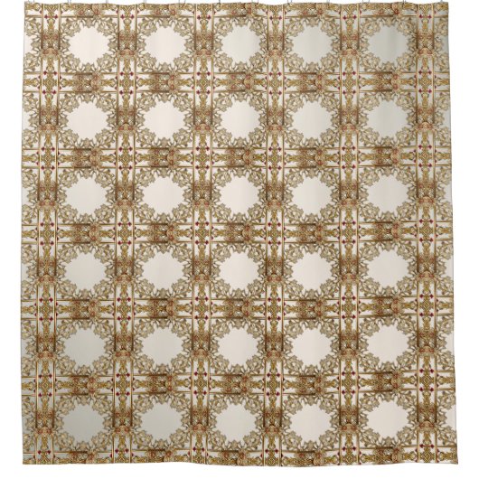 Goldvorhang mit Verzierter Blütendusche Duschvorhang (Vorderseite)